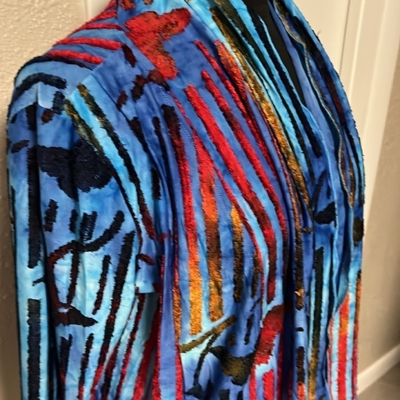 Blue colorful contemporary cardigan NWT size medium career classy - Picture 4 of 10